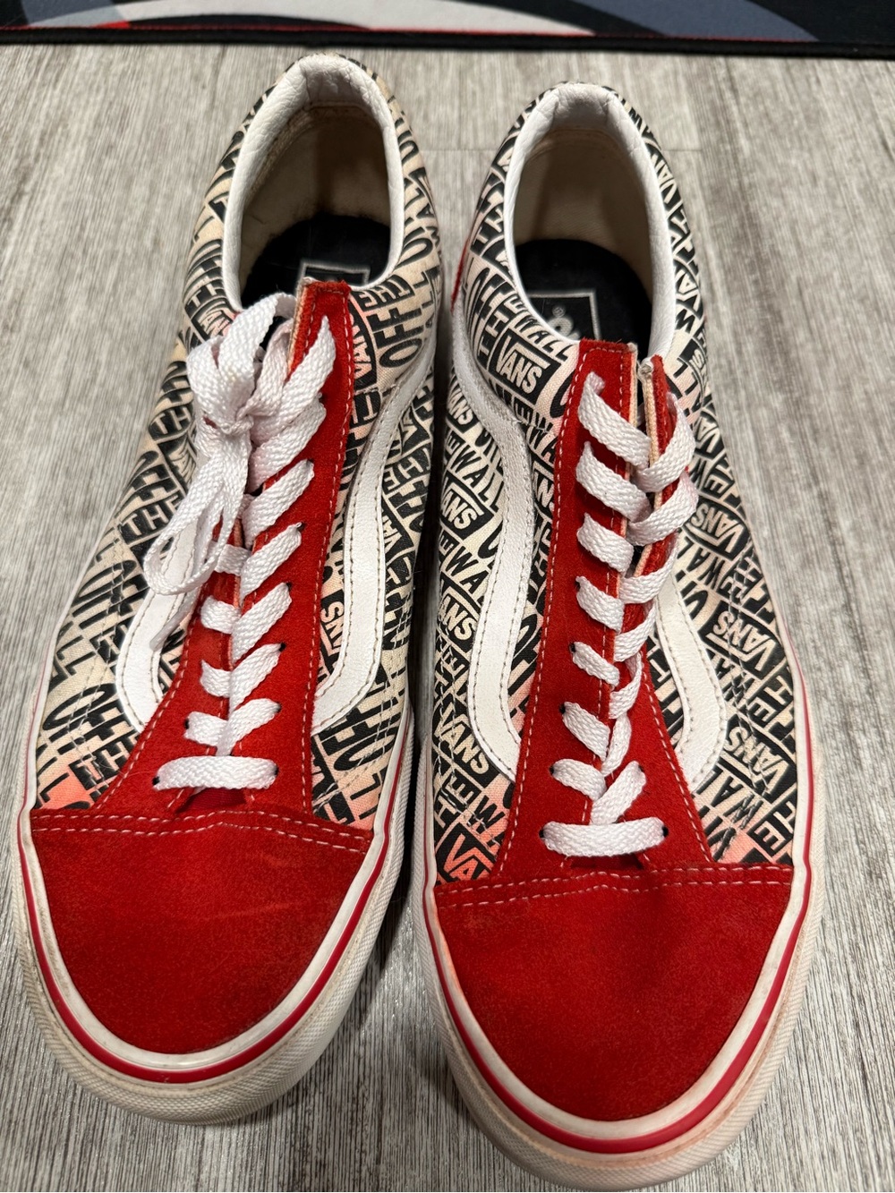 Vans Red, White and Black Logo-Print Old Skool Sneaker